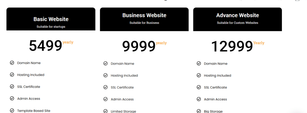website development prices